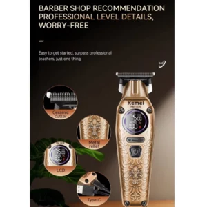 ماشین اصلاح موی سر و صورت کیمی برش مستقیم و استیل ضد زنگ مدل km-1576